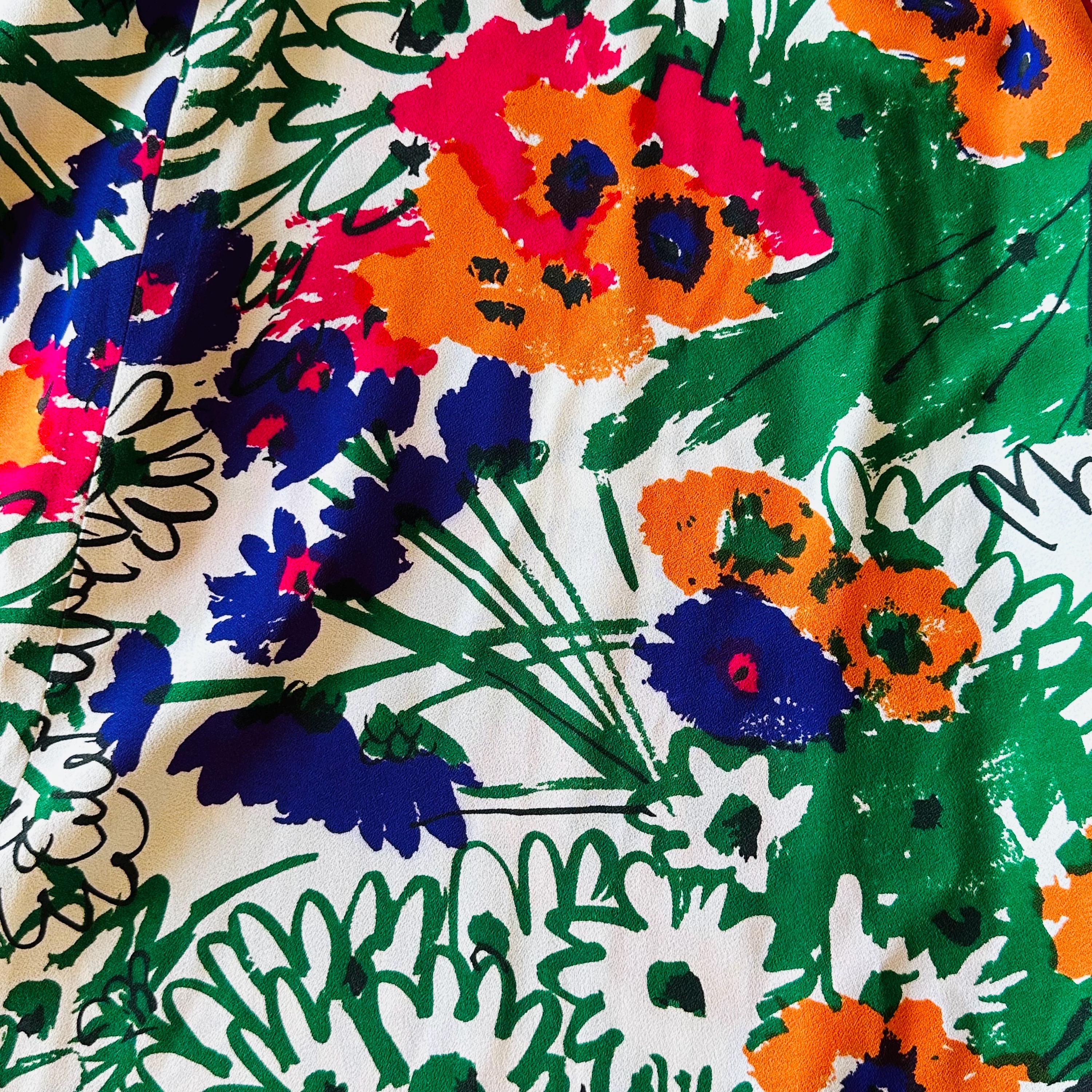 vintage★70s サイケデリックフラワー柄マキシスカートUSAヒッピー花柄 70s Maxi Skirt by Vera Neumann, Bold Floral Print, Mod Style - Etsy