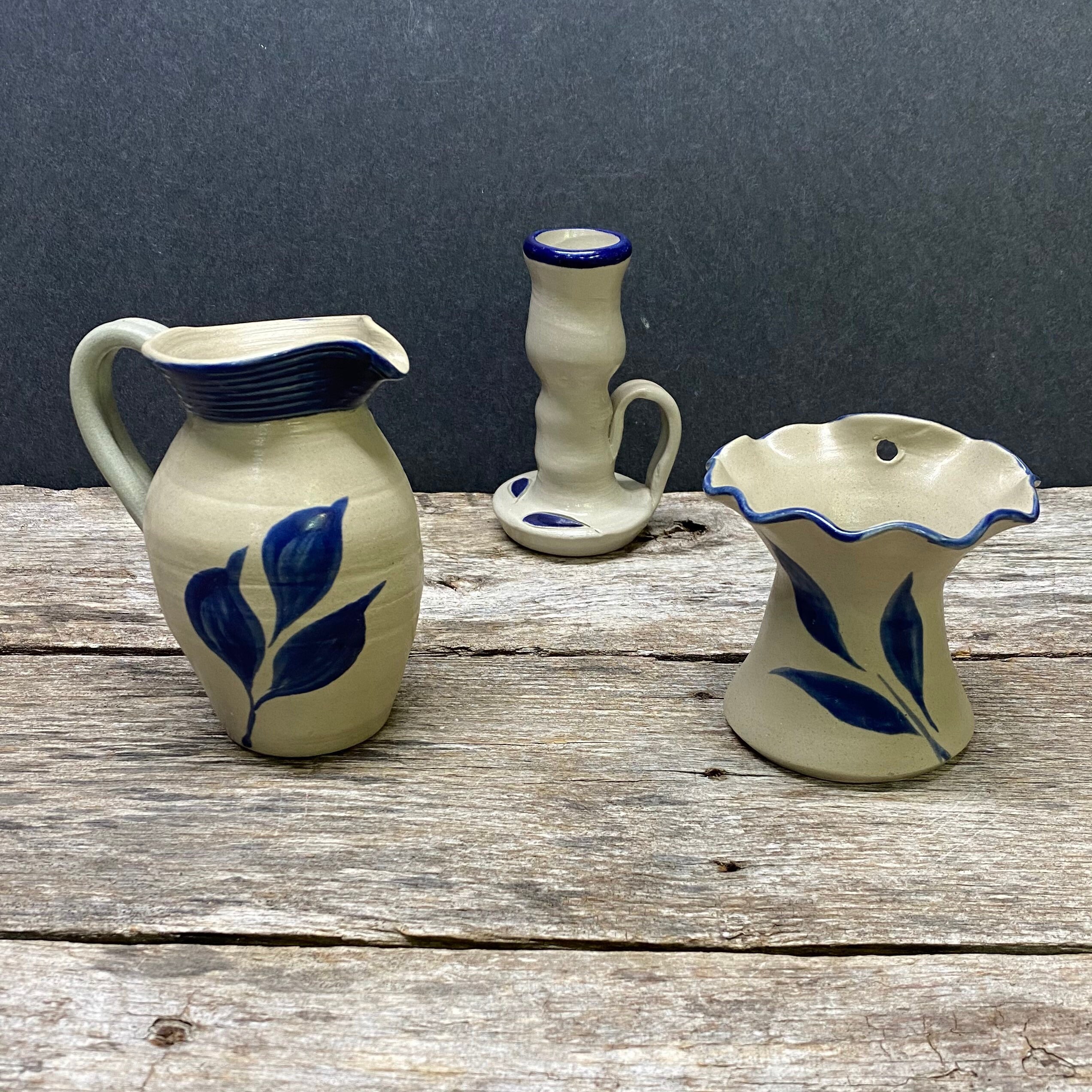 Set of 3 Williamsburg Pottery Collection Vintage Blue and Etsy