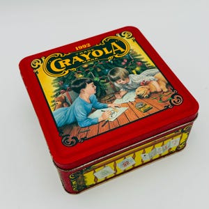 Vintage Crayola Holiday Wishes Tin 1992 – Christmas Collectible Storage Box