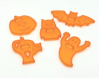 Vintage Halloween Cookie Cutter Set, Orange Kunststoff Fledermaus Geist Katze Jack O Lantern Eule