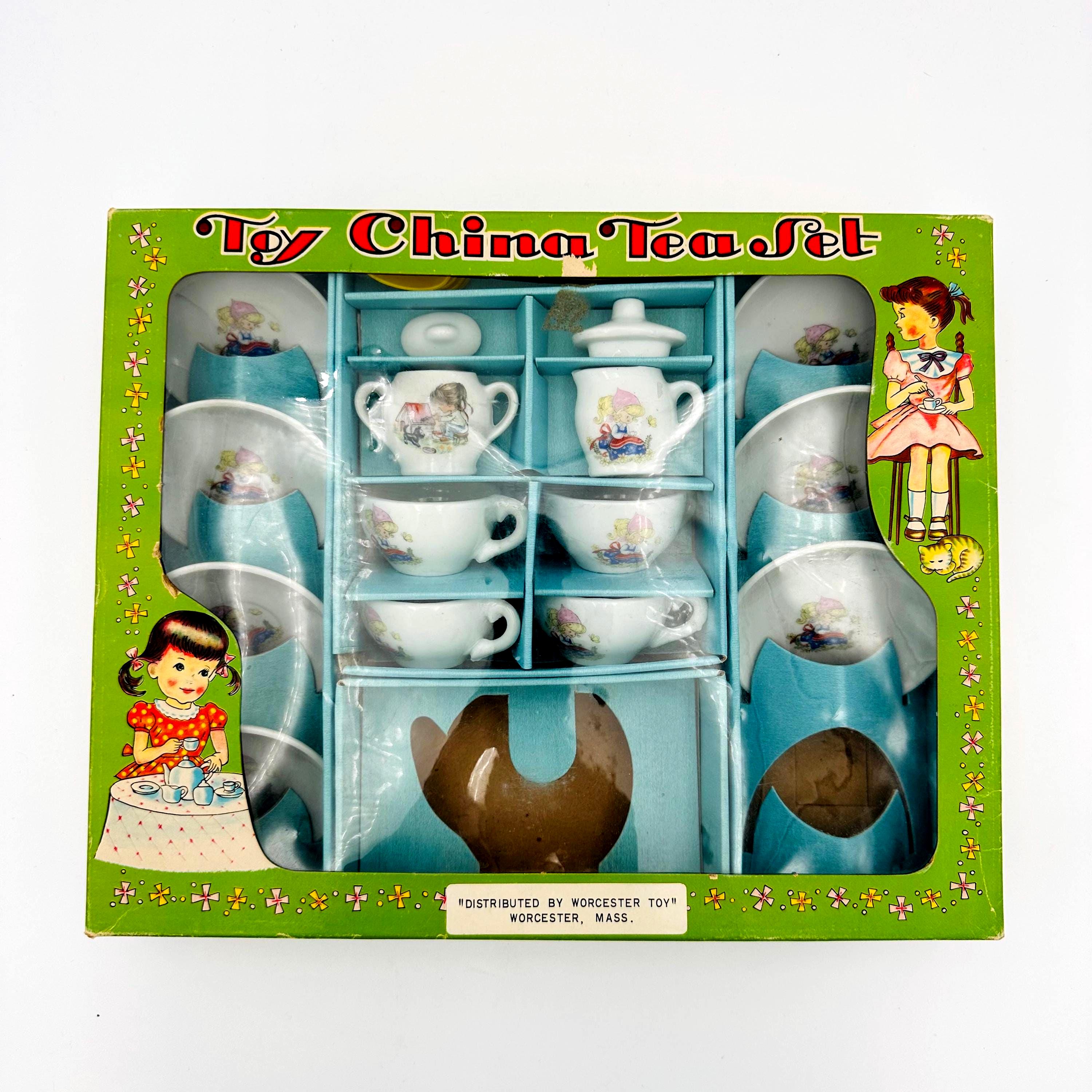 Vintage Childs Tea Set Japan Toy China Tea Party Set in Box Mid