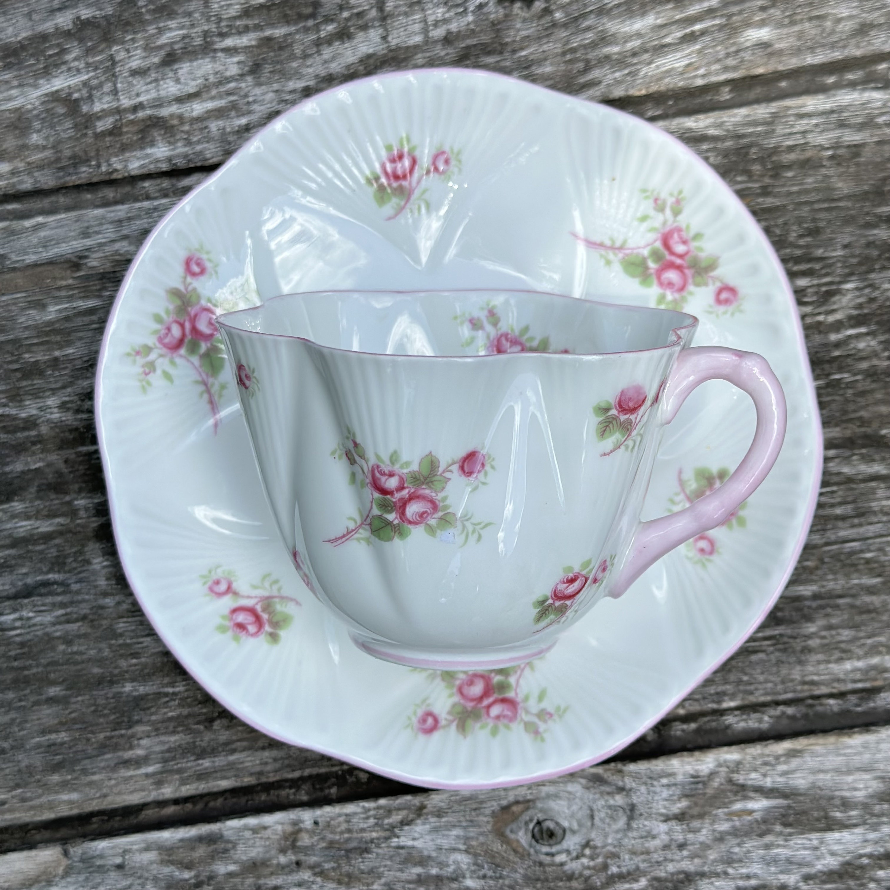 Vintage Shelley Tea Cup and Saucer – Bridal Rose Bone China, Pink