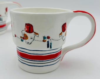 Anthropologie Sally Muir Dog Mug: Jack Russell Terrier in Fez