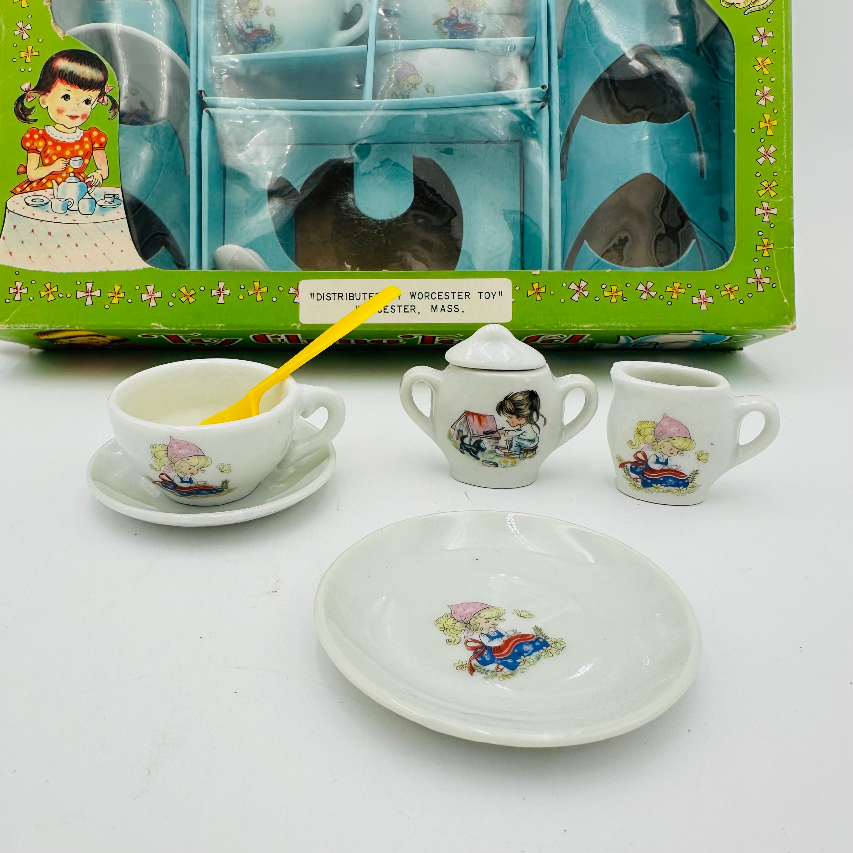 Vintage Childs Tea Set Japan Toy China Tea Party Set in Box Mid