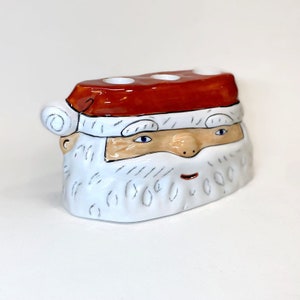 Vintage kerstkandelaar van Dept 56, keramisch kerstdecor, geschikt voor 3 taps toelopende kaarsen