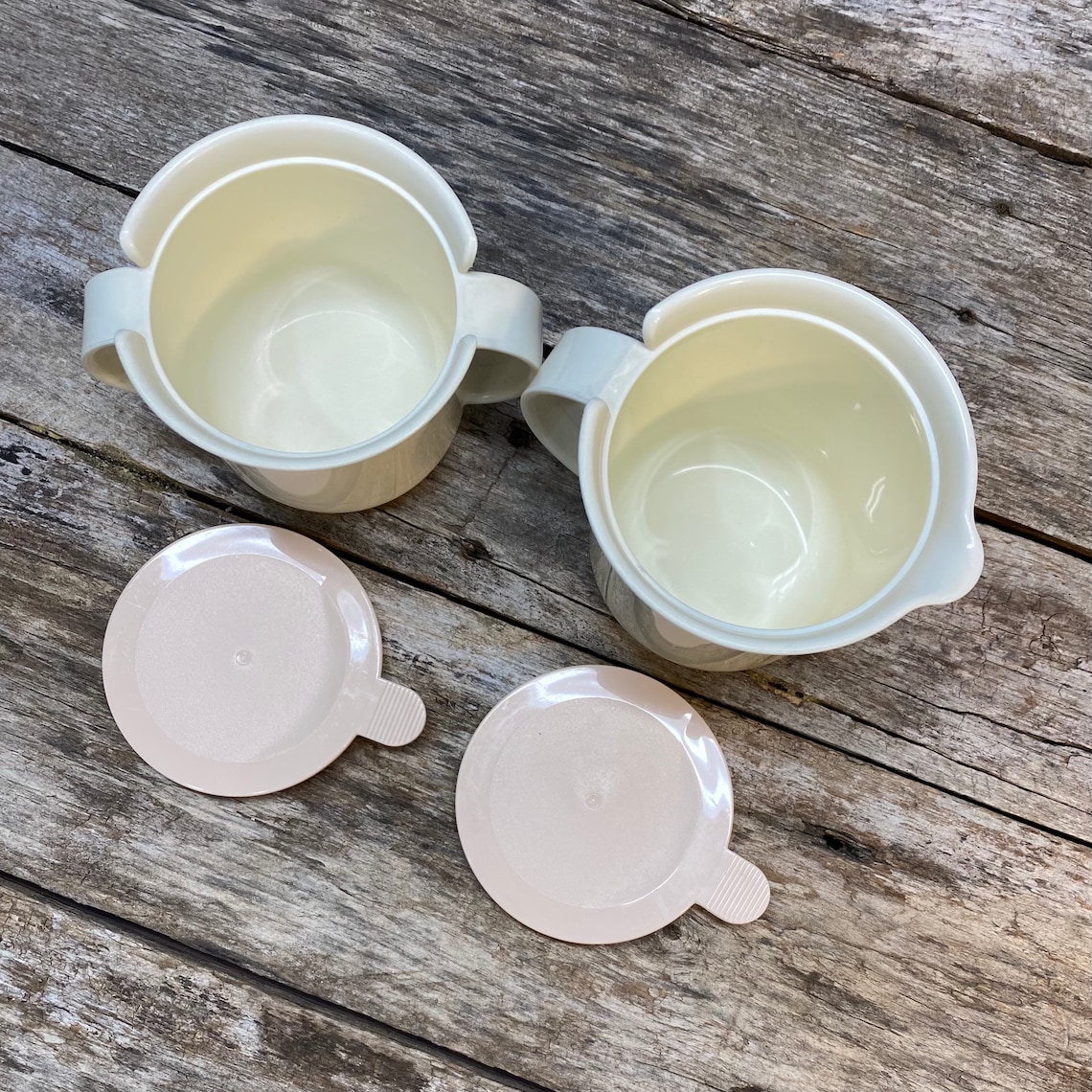 Tupperware Sugar Bowl & Creamer Set Ivory and Light Pink Etsy