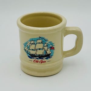 Vintage Old Spice Shaving Mug: Grand Turk Ship, Ivory Pottery