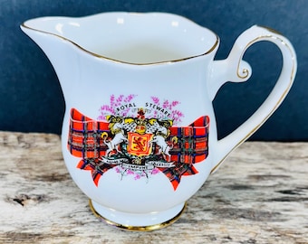 Scottish Stewart Clan Creamer by Royal Grafton Clan Tartan, Red Plaid, Gold Trim