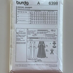 Burda Sewing Pattern 6398 Renaissance Costume Dress, Sizes 8–18, Uncut ...