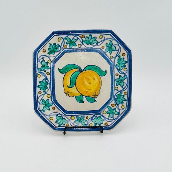 ヴィンテージ トレ・エレ イタリア陶器プレート – レモン柄八