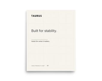 Taurus Zodiac Poster Print – Built for Stability – Minimalist Astrology Wall Art – Taurus Gift – Modern Personality Design – 8x10 Art Print