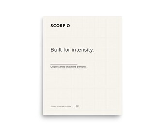 Scorpio Zodiac Poster Print – Built for Intensity – Minimalist Astrology Wall Art – Scorpio Gift – Modern Design – 8x10 Art Print