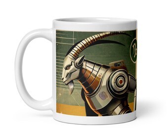 Capricorn Zodiac Mug – Capricorn Coffee Mug – Retro Futurist Robot Horoscope Astrology Mug –Capricorn Birthday Gift  Zodiac Personality Code
