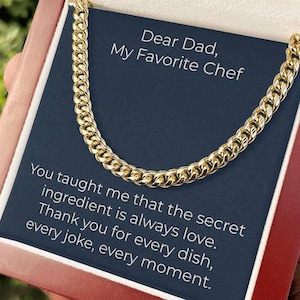Per mio padre, il mio chef preferito, regalo con catena a maglie cubane per papà cuoco, collana sentita per la festa del papà