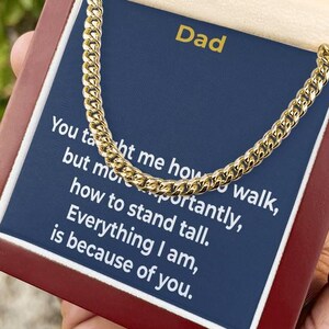 Für meinen Vater kubanische Gliederkette, Ging mit mir, stand bei mir Halskette, Papa Geschenk von Sohn oder Tochter, Vatertagskette, starker Papa Schmuck