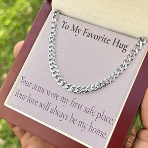 Zu meinem Lieblings-Umarmungs-Vater-Geschenk, kubanische Gliederkette des Vatertags von Tochter, Schmuck für sichere Tischmitteilungskarten