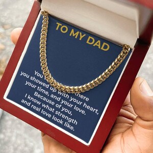 Collana con catena cubana "A mio padre", regalo "Papà da figlia", regalo per papà eroe per la festa del papà, biglietto d'auguri con messaggio d'amore per papà