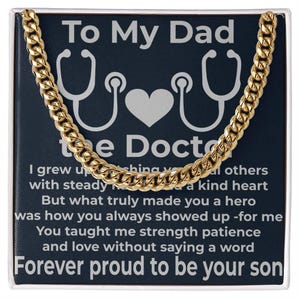 To My Dad the Doktor, kubanische Gliederkette vom Sohn, Goldhalskette Geschenk für den Vatertag