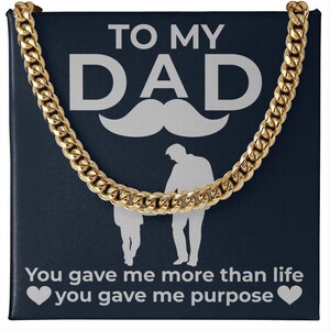 Kette kubanische Gliederkette für Papa, Sie gaben mir Bestimmung, Vatertagsgeschenk von Sohn oder Tochter, ShineOn Schmuck