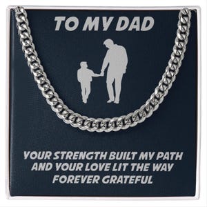 Para meu pai - Corrente cubana de elos, sua força construiu meu caminho, seu amor iluminou o caminho, presente de dia dos pais para ele