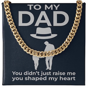 Gepersonaliseerde Cubaanse schakelketting voor papa, 'You Didn't Just Raise Me'-berichtkaart, vaderdagcadeau van zoon of dochter