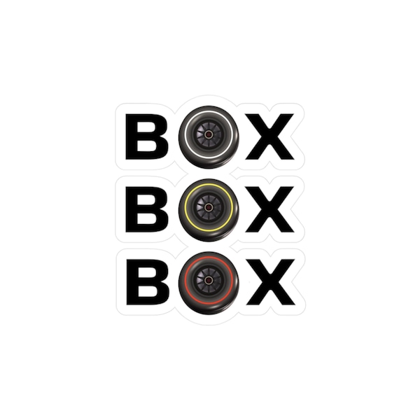 Formula 1 Box Box Box  Kiss-Cut Vinyl Decals - Car Stickers, Wall Art, Gift for Formula 1 Enthusiasts