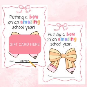 End of Year Teacher Gift Card Holder, Printable Teacher Appreciation Gift for Teacher, Last Day of School, Digital Download