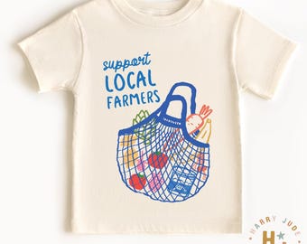 Support Local Farmers Market Shirt, Fruit Shirt for Kids, Tomato Summer, Cottagecore Shirt, Toddler Graphic Tee, Natural Boho Toddler Tee