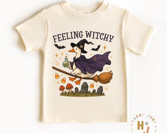 Feeling Witchy Goose Toddler Tee - Funny Halloween Kids Shirt