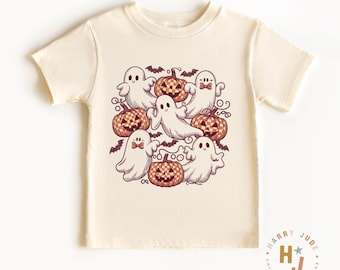 Cute Ghost Pumpkin Shirt – Halloween Toddler Tee – Spooky Season Shirt for Kids – Trick or Treat Fall Shirt – Ghost Jack-o’-Lantern Tee