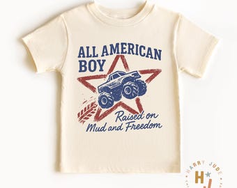 Patriotyczna koszulka dla malucha z motywem Monster Truck: Vintage USA 4 lipca