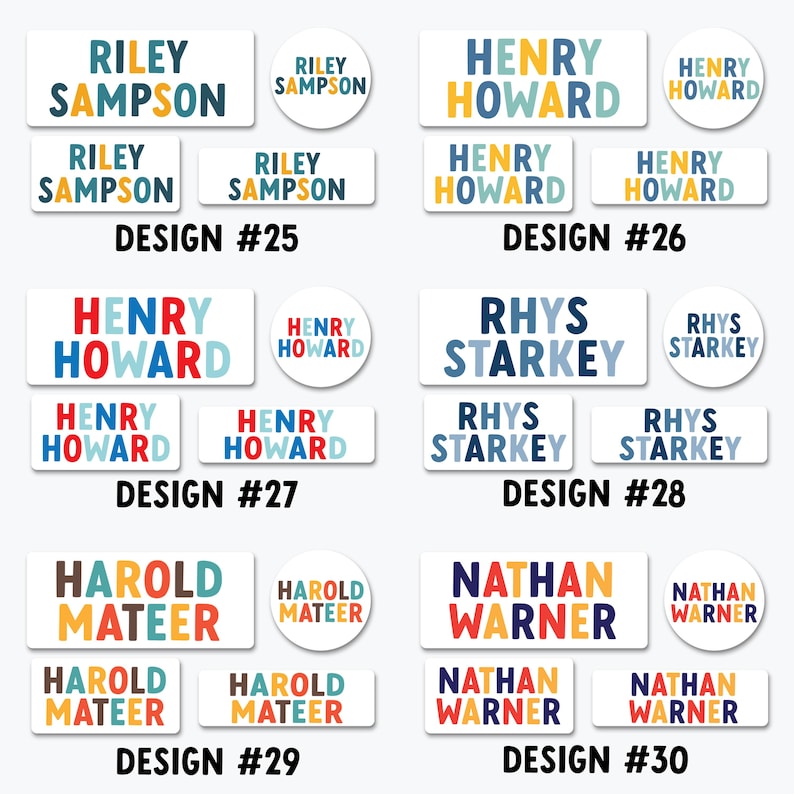 a collection of nameplates with the names "Riley", "Henry", and "Harold" displayed prominently. The nameplates are arranged in a grid format, with each row containing three nameplates. The names are written in various colors and styles, creating a visually appealing and organized presentation.