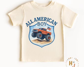 Patriotyczna koszulka dla malucha z motywem Monster Truck: Vintage USA 4 lipca