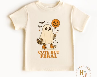 Chemise mignonne mais sauvage - T-shirt drôle d'Halloween pour tout-petit - T-shirt fantôme de raton laveur pour les enfants - Chemise fantasmagorique pour bébé - T-shirt d'Halloween pour tout-petit garçon