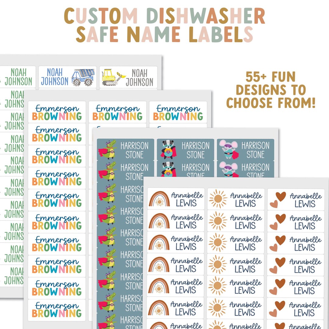 Daycare Name Labels - Personalized Waterproof Name Labels - Dishwasher ...