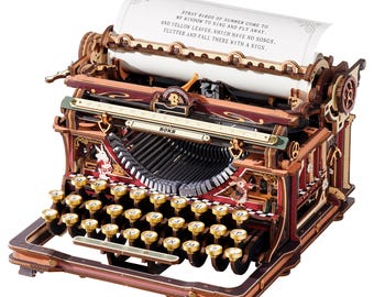 ROKR Magic Typewriter 3D Holz Puzzle DIY Mechanisches Model Kit Geschenk