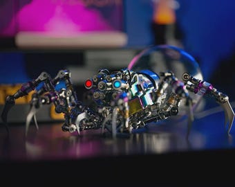 3D Metal Spider Puzzle Kit with Plasma Lamp: Cyberpunk Mechanical Model