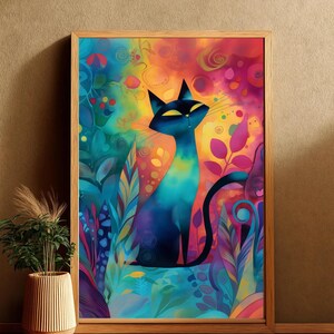 Fine Art Poster, Cat Art, Cat Poster, Psychedelic Cat Art, Whimsical Art, Trippy Prints, Cat Prints, Trippy Art, Cat Painting, Abstract Art