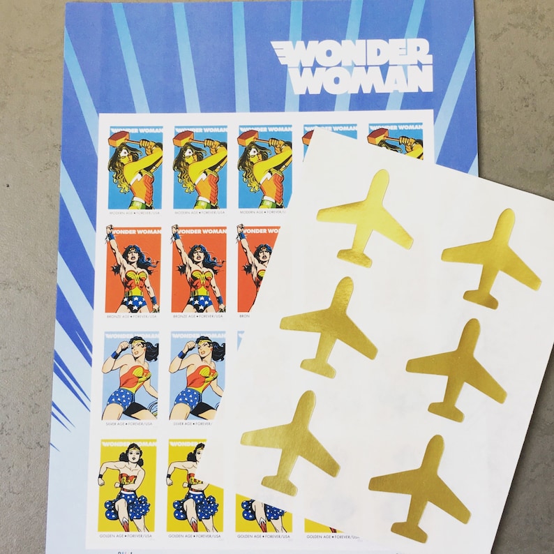 Gold Foil Airplane Stickers / Labels image 2