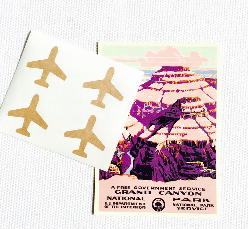 Gold Foil Airplane Stickers / Labels image 1