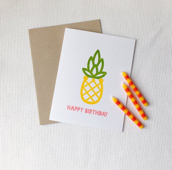Carte De Joyeux Anniversaire Ananas Etsy Carte De Joyeux Anniversaire Ananas Etsy