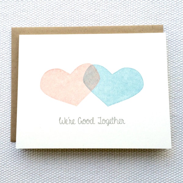 We're Good Together Love Card (Gocco printed)