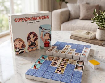 Custom Mahjong Set Personalized – Engraved Mahjong Tiles with Name – Unique Gift Idea for Couples Family – Classic Chinese Game Set
