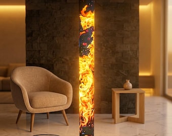 Modern golvlampa, unik rörlampa, rolig heminredning, iögonfallande belysning, minimalistisk stämningsbelysning