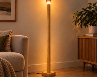 Floor Lamp for Living Room, Wooden Standing Lamp for a Cozy Home Corner, Warm Ambient Lighting