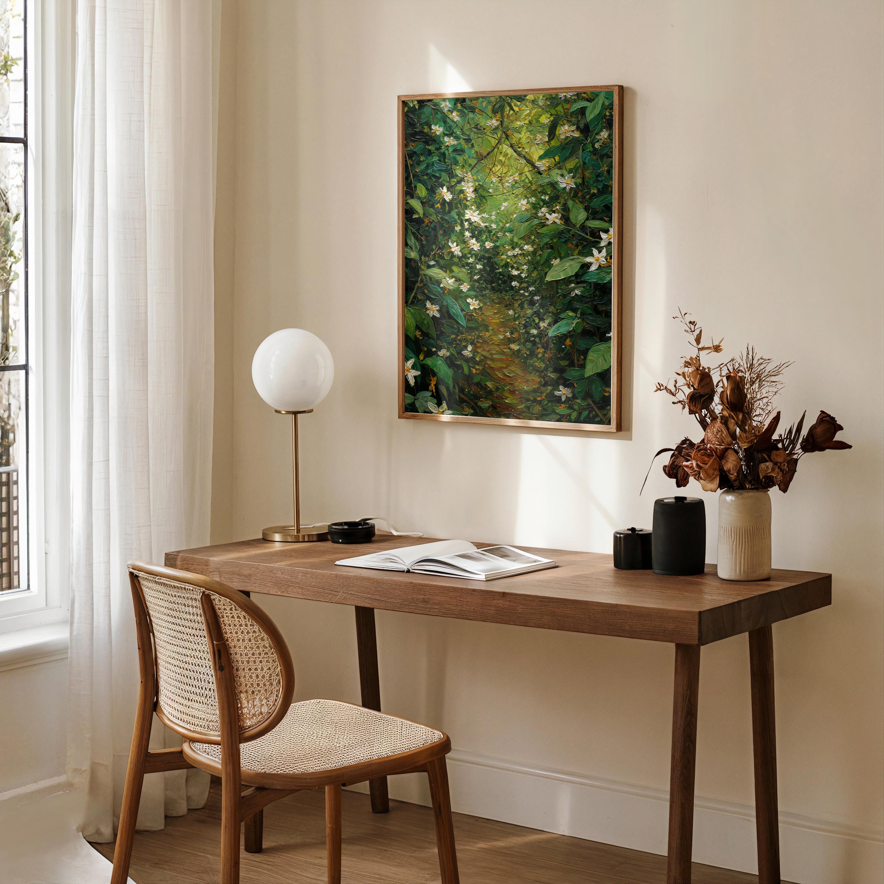 Jasmystium – Star Jasmine Wall Art, Impasto Botanical Painting