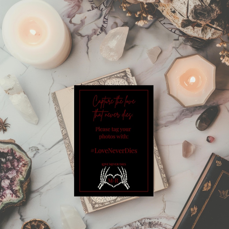 Gothic Capture the Love Wedding Sign Canva Template — Skeleton Hands ...
