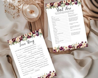 Love Story Brautparty Spiel | Druckbares Hochzeitsspiel | Lustige Paare Geschichte Aktivität | 5x7 PDF M01