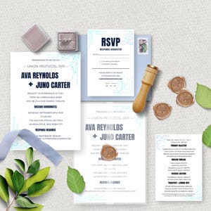 Sci-Fi Wedding Invitation Set | Printable 5x7 Invite, RSVP, and Details Card | Modern Digital Futuristic Theme | Instant Download