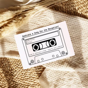 Insertion de demande de chanson de mariage cassette - imprimable 4 x 6" - carte de musique de fiançailles ou de réception rétro, réception de jeu vidéo, vintage MMV012